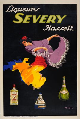 Flamenco Dancer Poster Liqueurs Severy Hasselt Gin Advocaat Creme De Menthe. Advertising Poster 