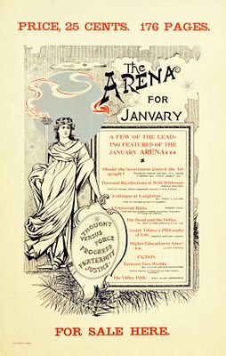 Advertising Poster The Arena For January Magazine Boston. Original antique advertising poster 