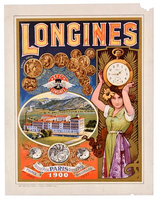 Advertising Poster Longines Swiss Watch Watchmaker Switzerland. Original antique advertising 