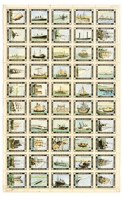 Advertising Poster Marine Vessel Ship Boat Uncut Stamp Sheet Set. Original antique poster stamp 