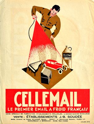 Advertising Poster Cellemail Enamel Paint Art Deco France. Original vintage advertising poster 