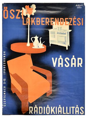 Advertising Poster Home Furnishing Fair Hungary Hofbauer. Original vintage advertising poster 