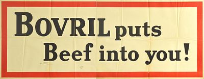 Advertising Poster Bovril Beef Hot Drink Puts Beef Into You. Original vintage food advertising 