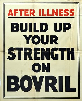 Advertising Poster Bovril Beef Hot Drink Stregth Illness Recovery. Original vintage food 