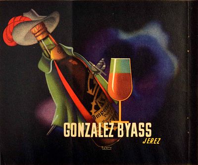 Advertising Poster Sherry Wine Jerez Gonzalez Byass Musketeer. Original vintage drink 