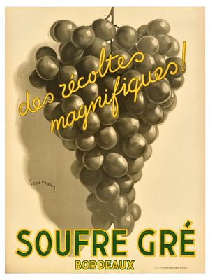 Advertising Poster Soufre Gre Bordeaux Wine France Grape. Original vintage French advertisement 