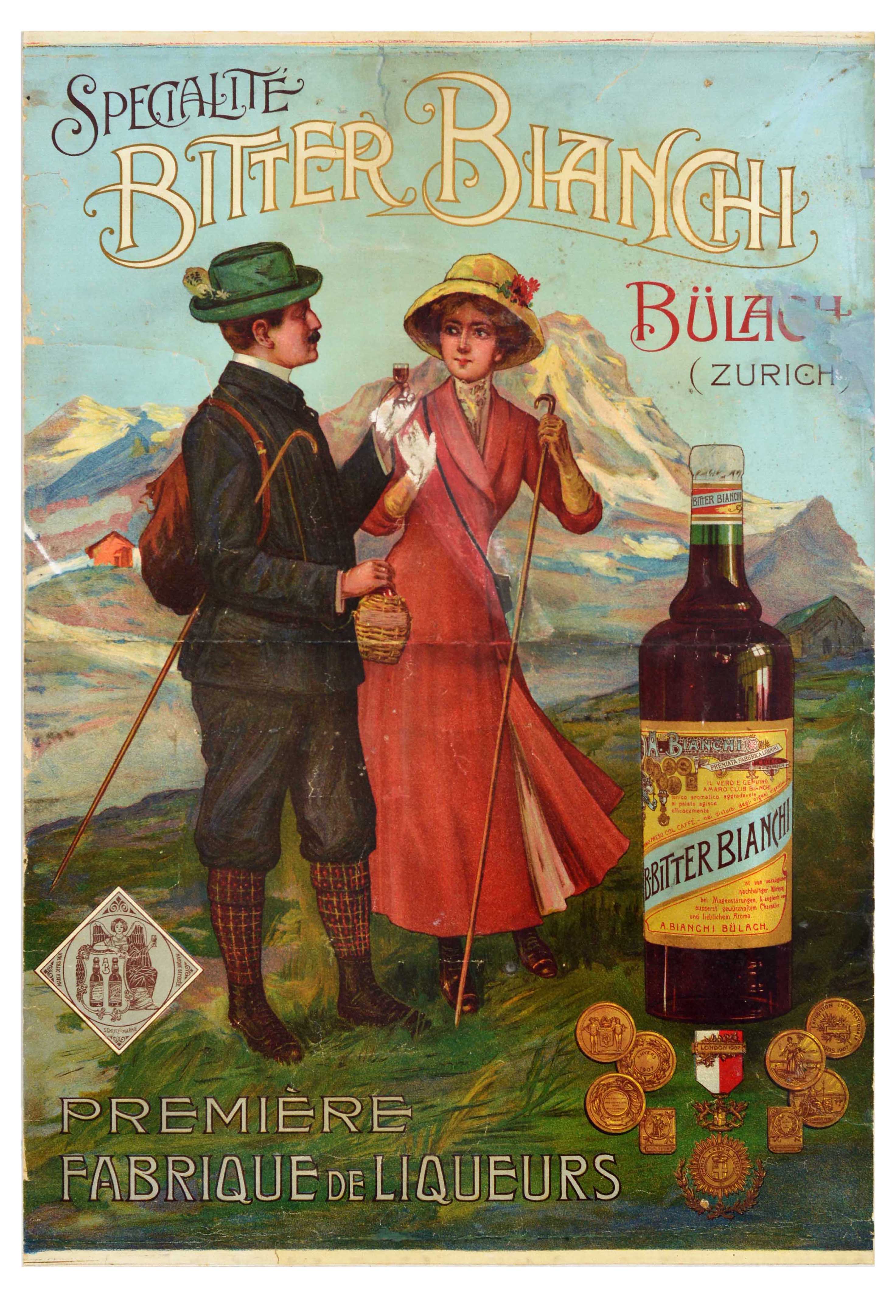 Advertising Poster Bitter Bianchi Bulach Liquor Zurich