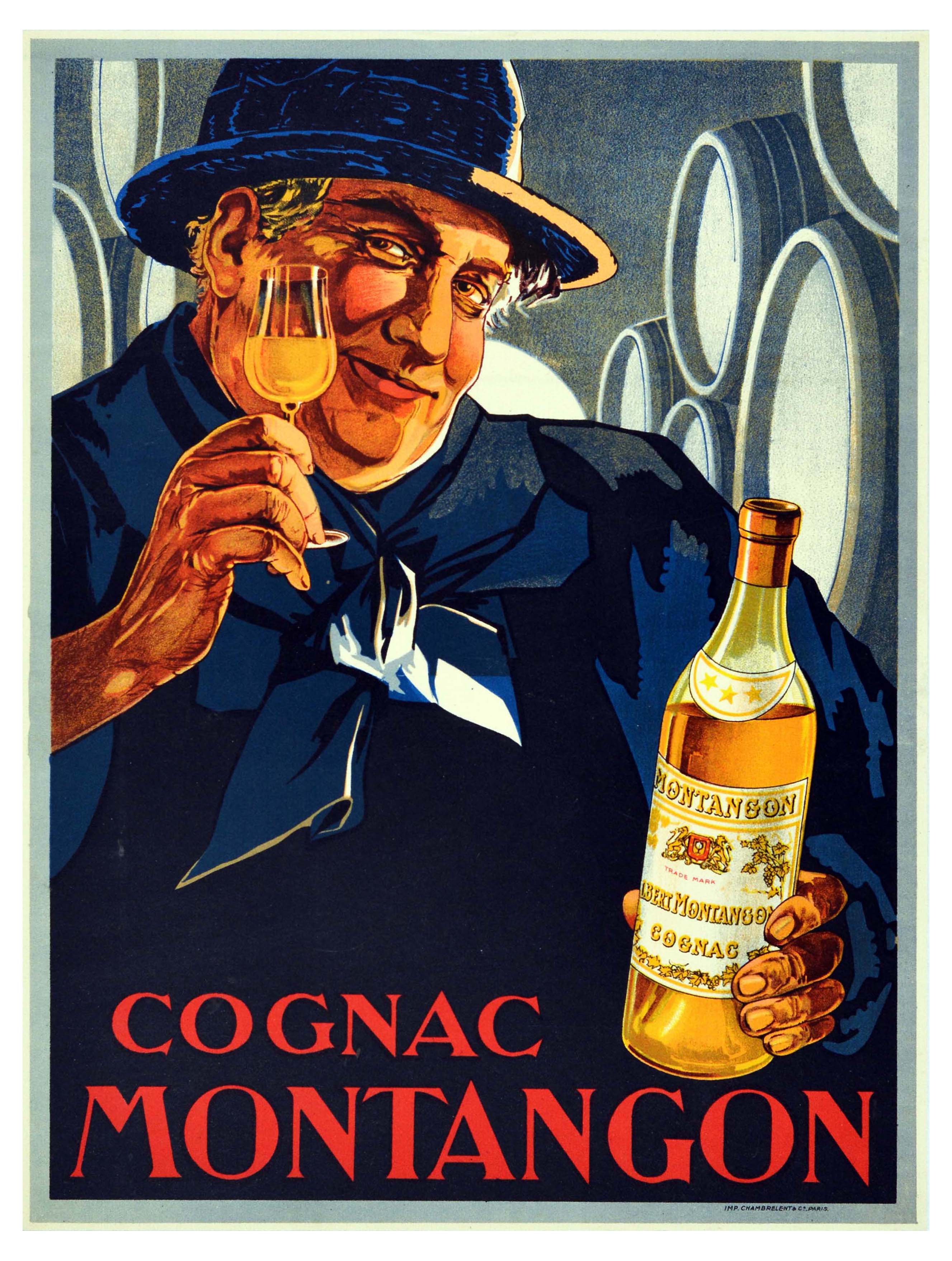 Advertising  Poster Cognac Montangon Alcohol France