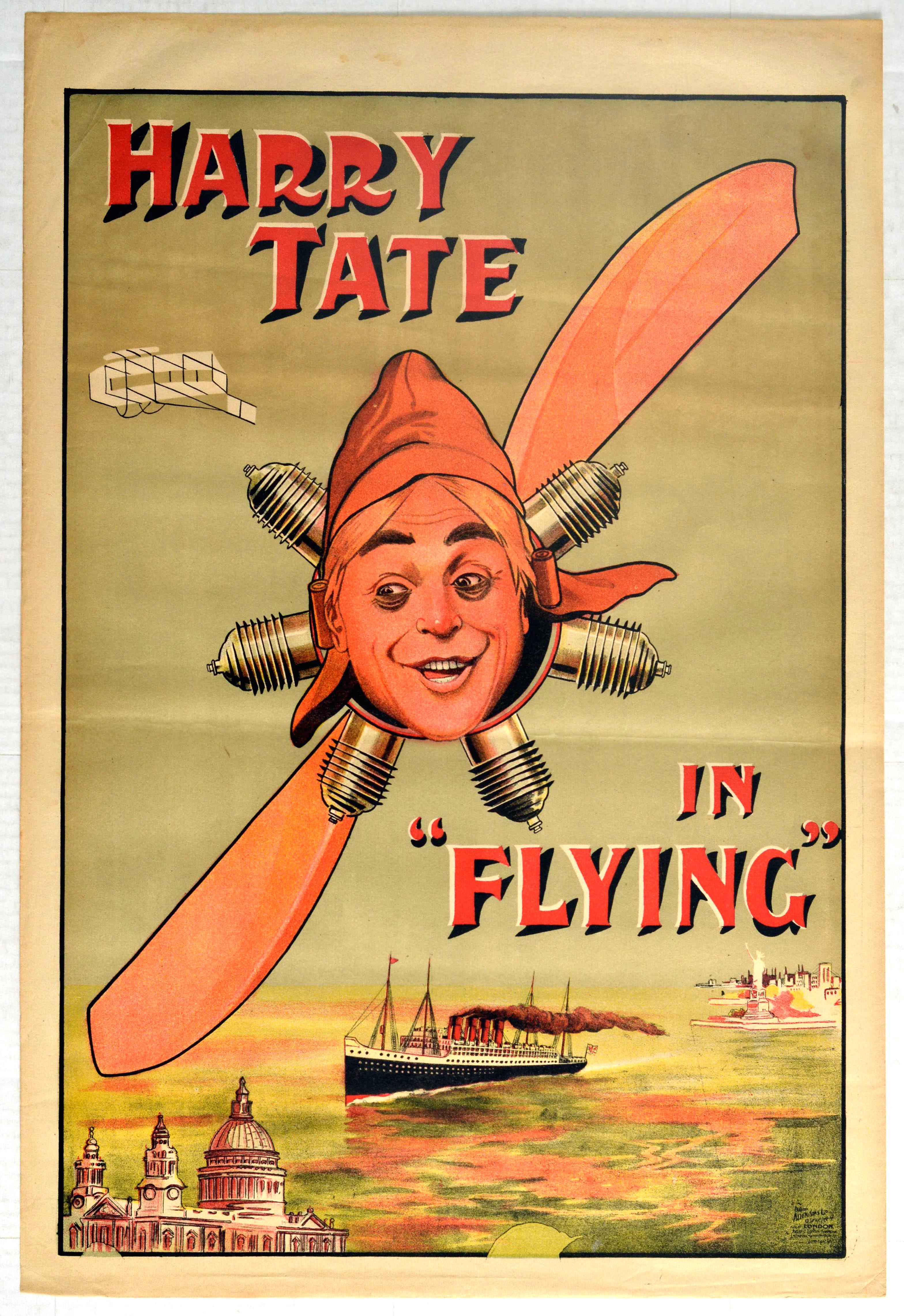 Advertising Poster Harry Tate Flying London New York