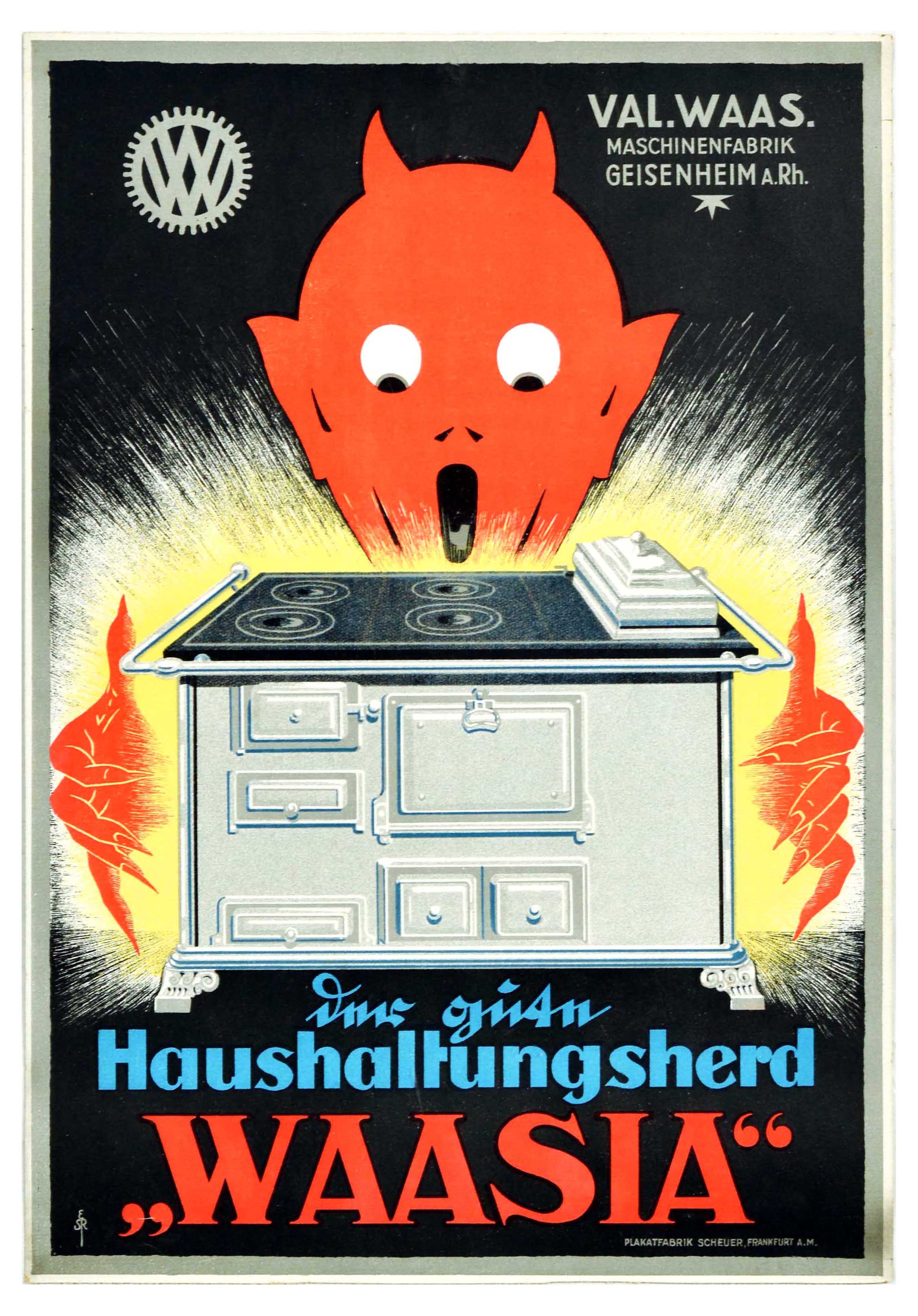 Advertising Poster Household Aga Kitchen Stove Waasia Devil