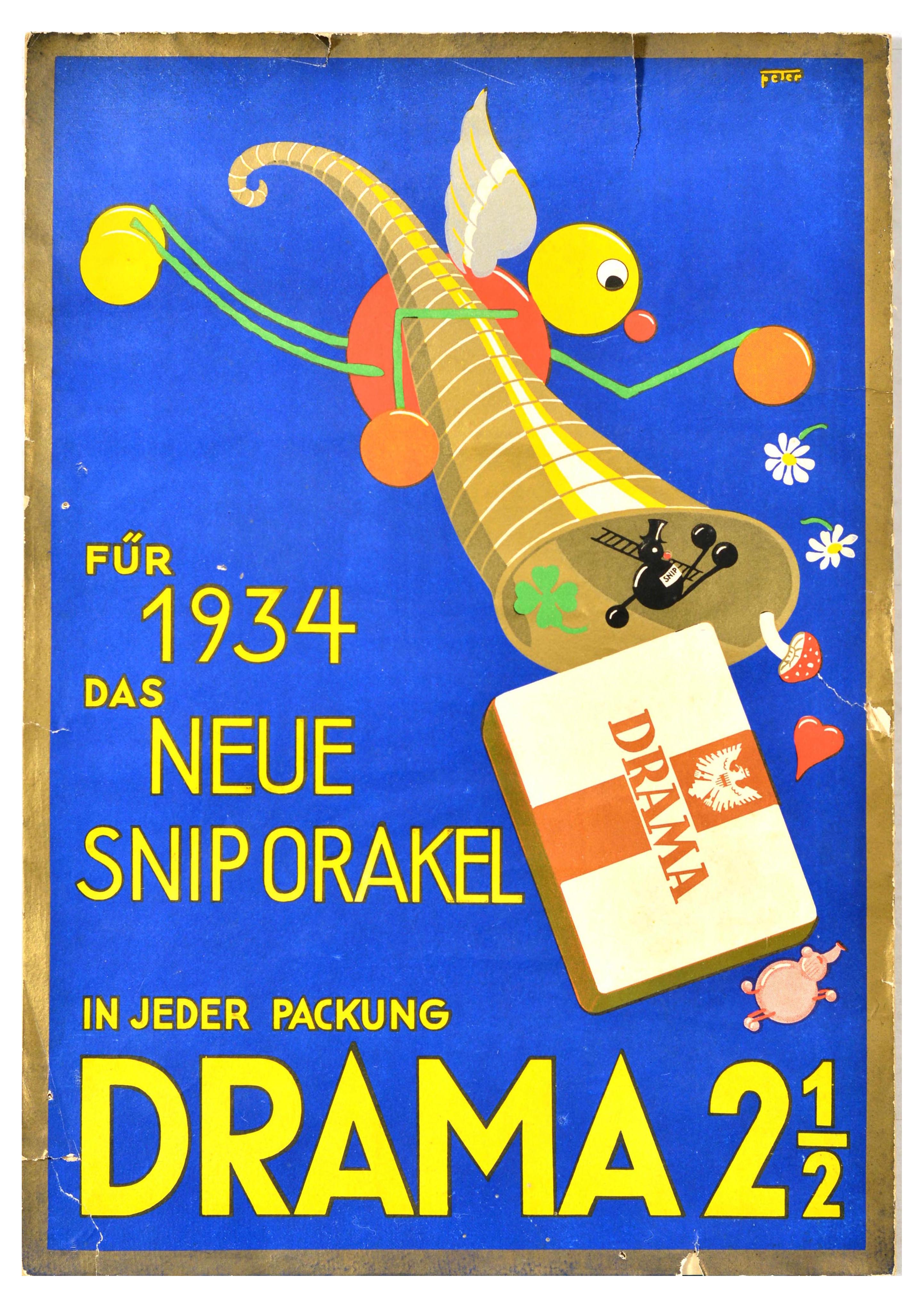 Advertising Poster Drama Cigarettes Snip Orakel Oracle German Prophecy Cards Midcentury