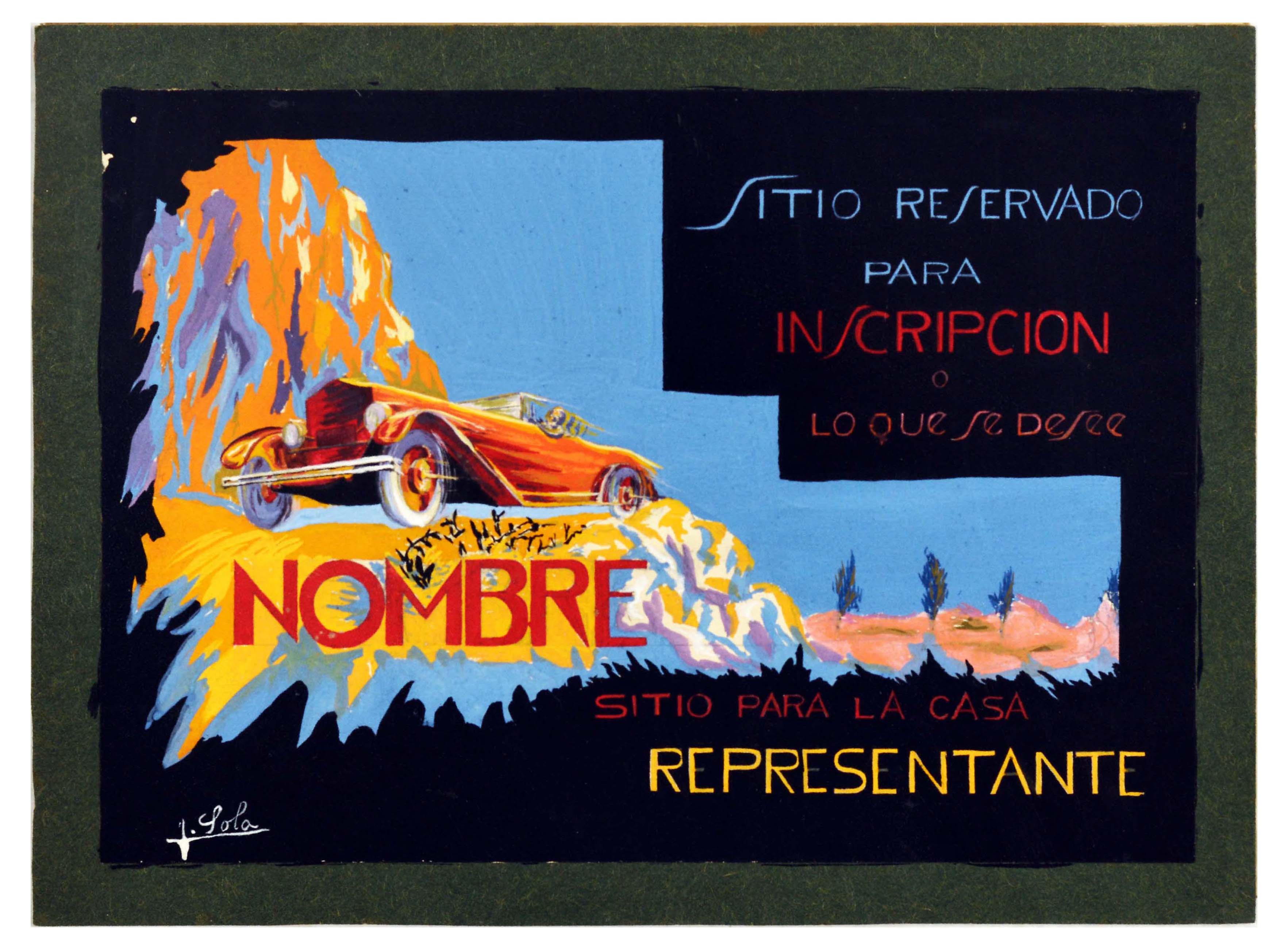 Advertising Poster Design Vintage Car Automobile Spain