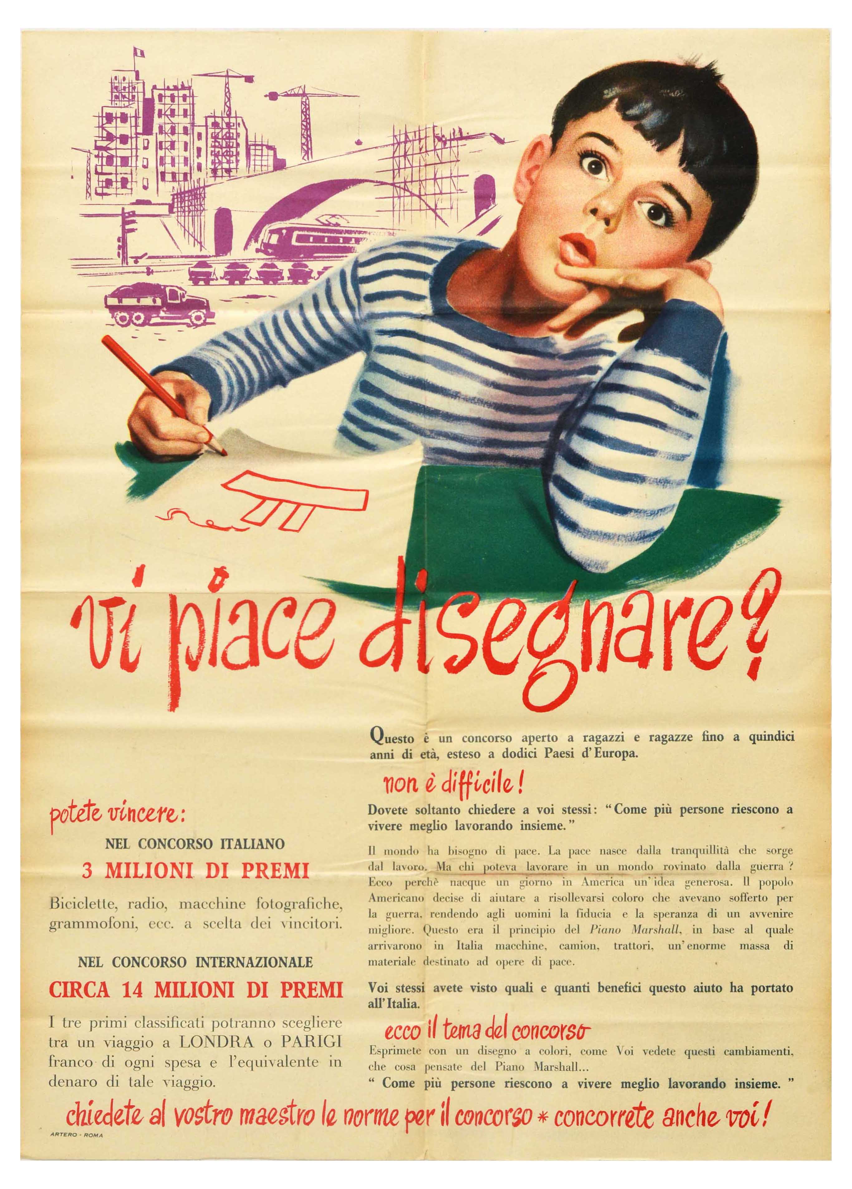 Advertising Poster Italy Children Drawing Competition