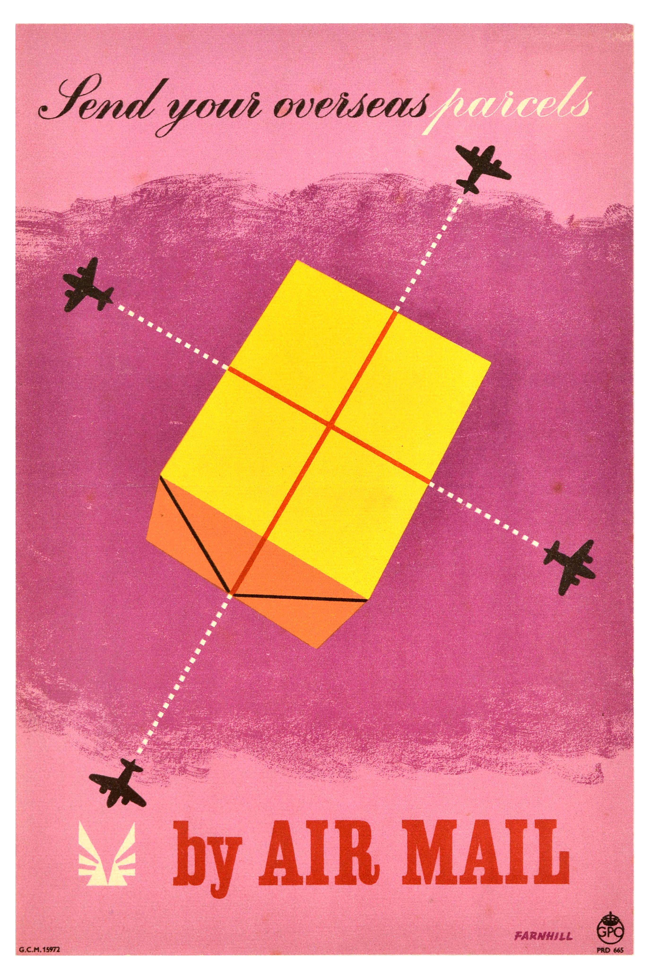Advertising Poster Air Mail Parcels GPO Post Office Midcentury Modern