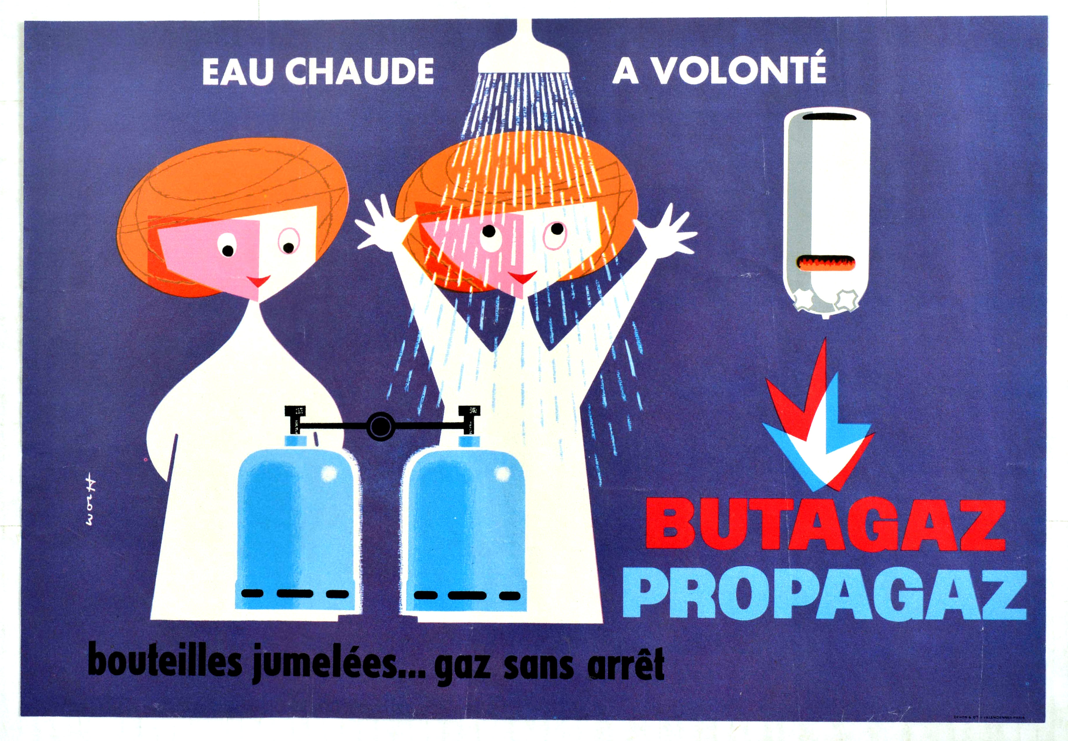 Advertising Poster Butagaz Propagaz Gaz Canisters