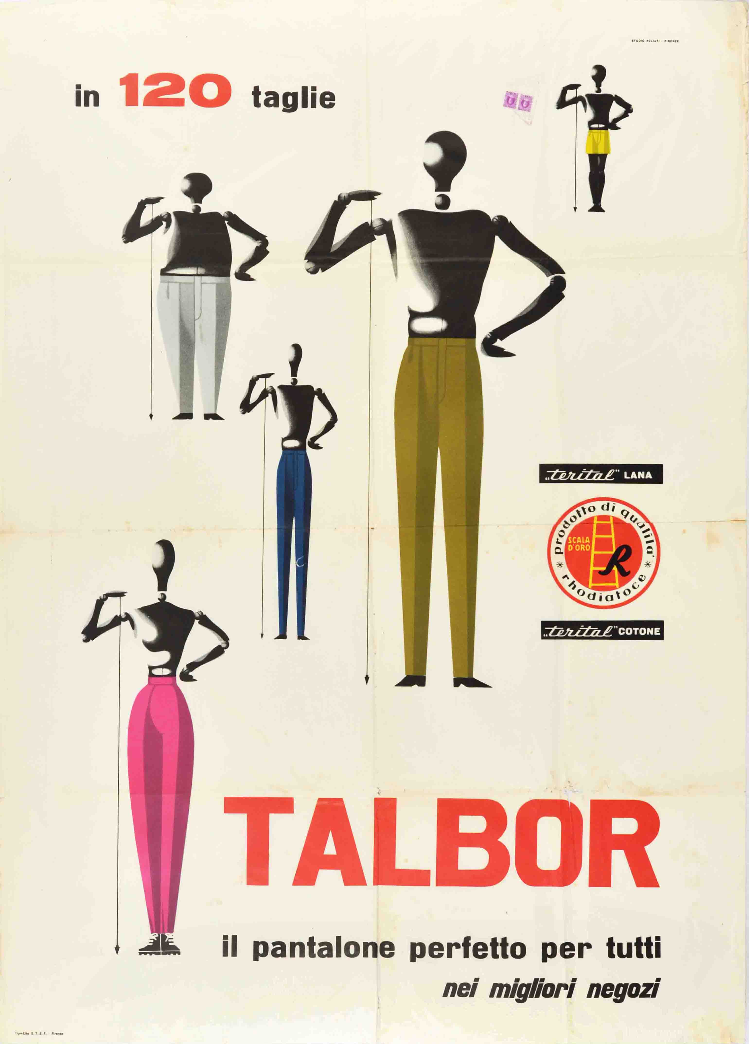 Advertising Poster Talbor Pantalone Trousers Midcentury Modern Mens Fashion Style