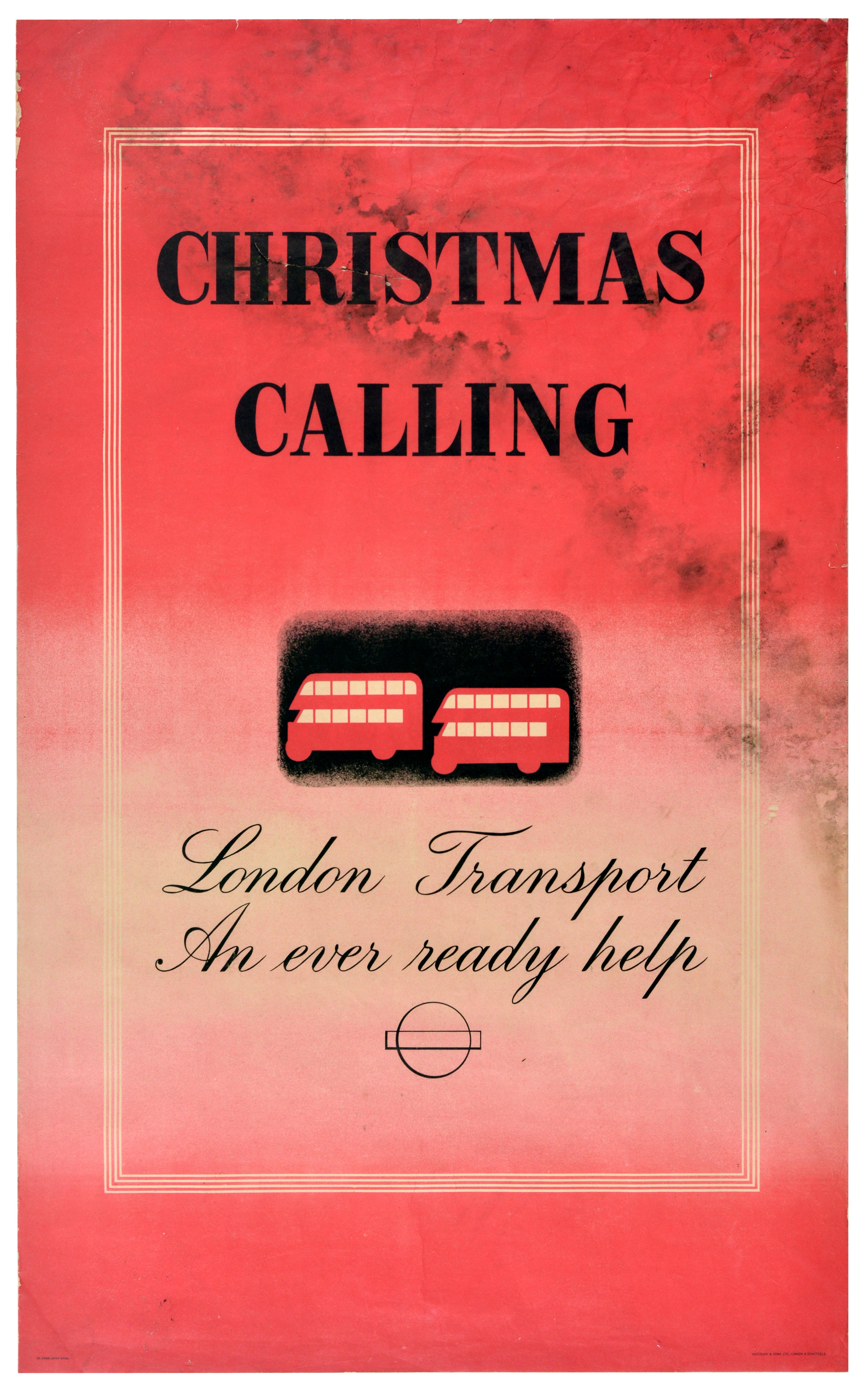 Travel Poster Art Deco Christmas Calling London Bus Transport Eckersley