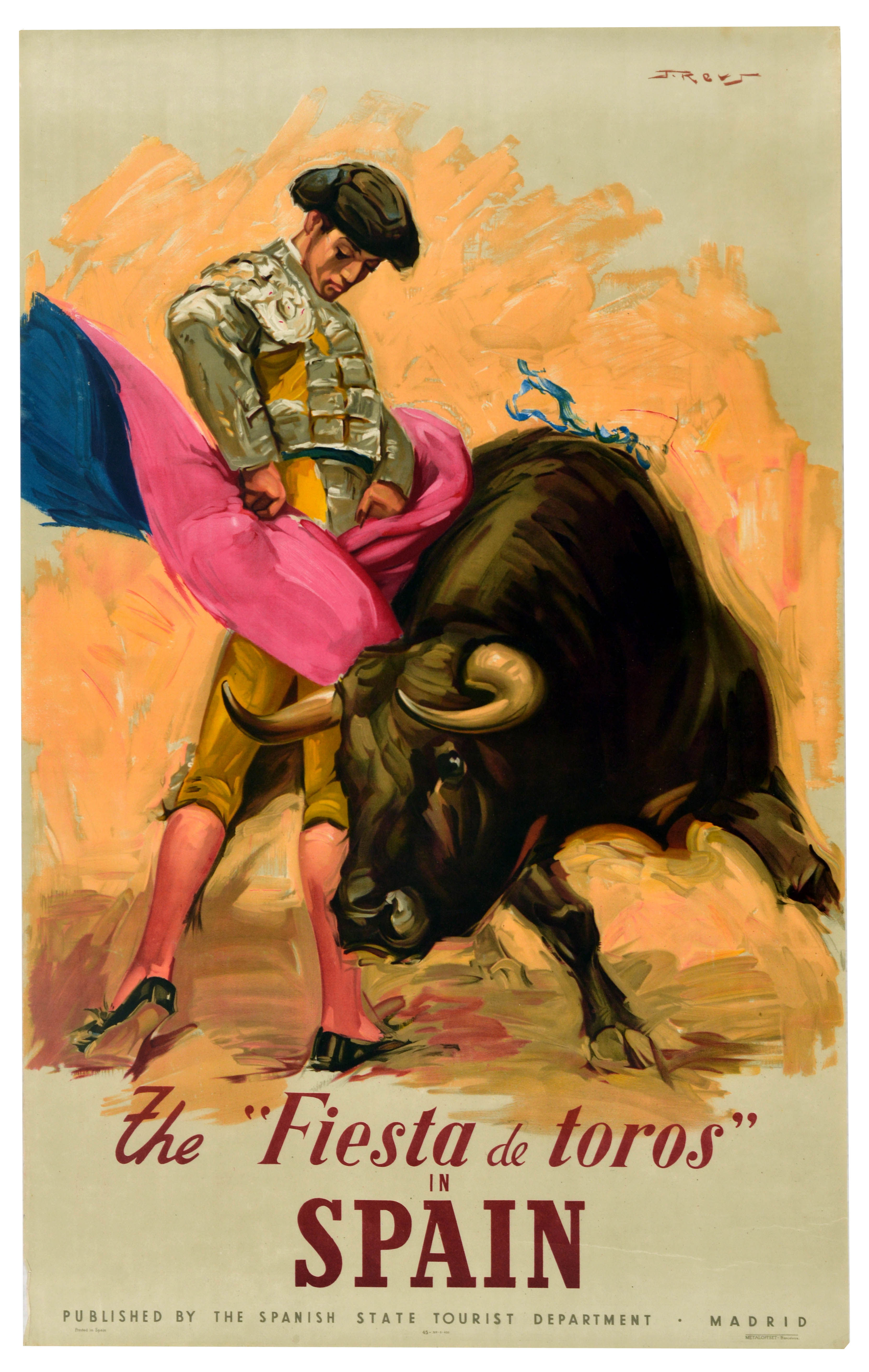 Travel Poster Spain Fiesta De Toros J Reus Bullfighting