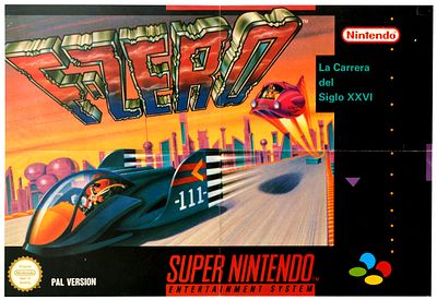 Advertising Poster F Zero Super Nintendo Racing Video Game Console. Original vintage video game 
