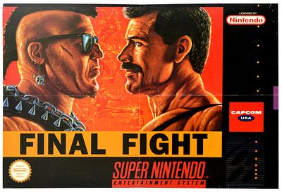 Advertising Poster Final Fight Super Nintendo Arcade Video Game Console. Original vintage video 