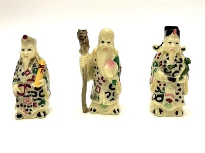 Набор фигурок Три мудреца. Япония, 1950 гг. 
Тяжелый пластик. Высота 8 см.