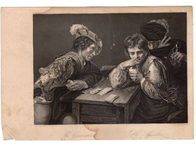 Гравюра 19 век. A.H.Payne sc.The gamesters. 
21.5х 14 см.