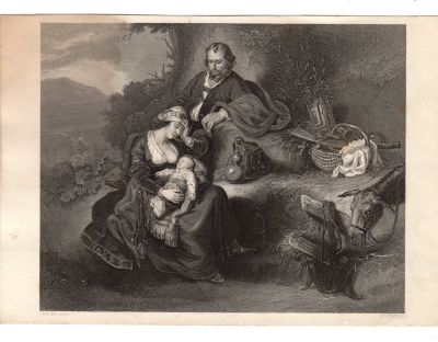Гравюра 19 век. 
A.G.Payne sc.The Flight into Egypt. 
21.5 х 14 см.