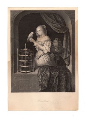 Гравюра 19 век. 
A.H.Payne sc. Marcellina. 
21.5х 14 см.