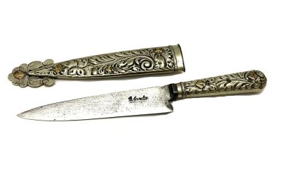 Аргентинский нож (Гаучо), 1920-30 гг. Рукоять и ножны из посеребреного мельхиора. Клеймо 