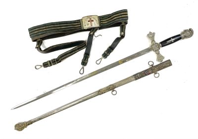 Шпага ритуальная, ордена Христофора Колумба США. 1890-1920 годы. 
С оригинальным поясом и 