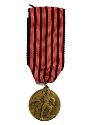 Италия. Медаль 1935 г. 4-й военный сбор артиллеристов во Флоренции. Статуя Давид, Микеланджело, Лев.