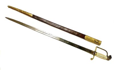 Сабля офицерская пехотная (эспадрон). США, 1805-1815 гг. 
Сталь, латунь, дерево, кожа. 