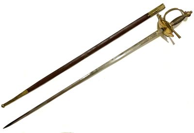 Шпага офицерская кирасирская. Пруссия, первая четверть XIX века. 
Сталь, латунь, дерево, кожа. 