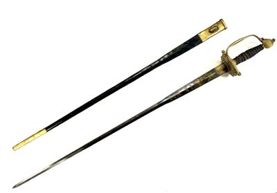 Шпага офицерская пехотная. Германия, середина XVIII века. 
Сталь, латунь, дерево, кожа. 