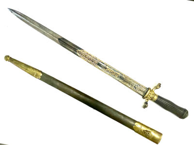 Кортик парадный охотничий, с украшенным клинком. Франция, первая четверть XIX в. 
Длина общая 