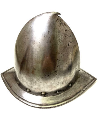 Шлем — кабассет. Западная Европа. Конец XVI — начало XVII века. 
Сталь, ковка, чеканка. Следы 