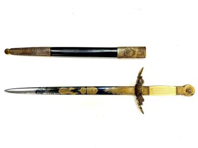 Кортик офицерский морской Швеция 1840-1860 гг. Длина общая 384 см, клинок 266, ширина 18 