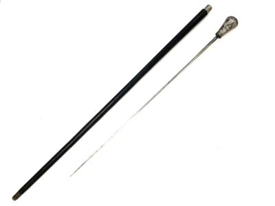 Трость со стилетом. Российская Империя. Рукоять серебро 84 проба. Длина общая - 95,5 см. 