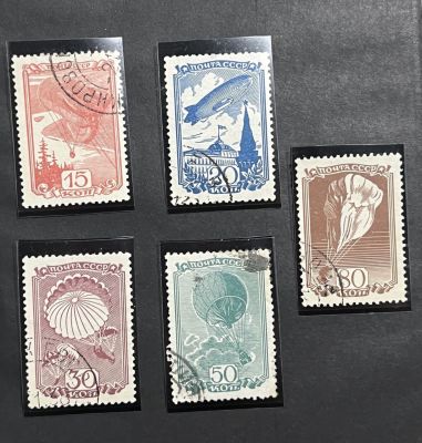 CCCР 1938 г. Серия гашеных марок Авиационный спорт. Номиналом 15, 20, 30, 50 и 80 коп.