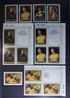 1982г. Эрмитаж. Итальянская живопись XV-XVI вв, 1 серия + 3 серии в сцепке с купоном, блок 