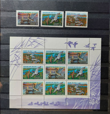 1992г. Утки, серия 3м + малый лист	** Кат. №35-37