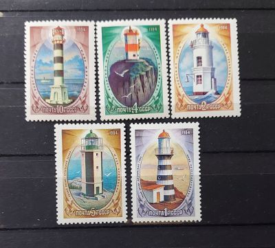1984г. Маяки дальневосточных морей, серия. Состояние **. Кат. №5449-5453