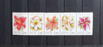 2002г. Флора. Лилии, сцепка 5м. Состояние **. Кат. № 734-738