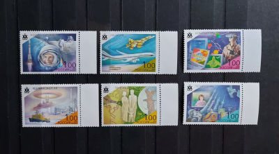 1998г. Достижения XX века, серия с полями. Состояние **. Кат. №469-474