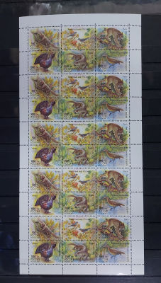 1997г. Фауна. Животный мир, лист 5 сцепок. Состояние **. Кат. №376-380