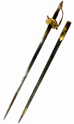 Шпага пехотная офицерская обр. 1798 Года. На клинке вензель Императора Александра 1 го. 
Длина 