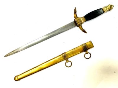 Кортик морской Италия 1930-40гг. Латунь, золочение. Длина в ножнах 38,7 см клинок 24,5 см 