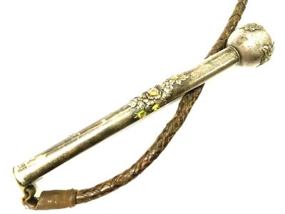 Плетка (дамская) серебро 84 Проба. Горячие эмали. Клеймо мастера АЕ, длина рукояти 235 мм 