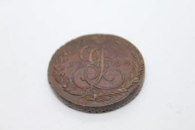 5 копеек Российская империя 1785 год, ЕМ , медь . Период императрицы Екатерины II. Состояние XF .