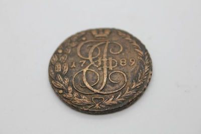 5 копеек Российская империя 1789 год , ЕМ , медь . Период императрицы Екатерины II . Состояние XF.